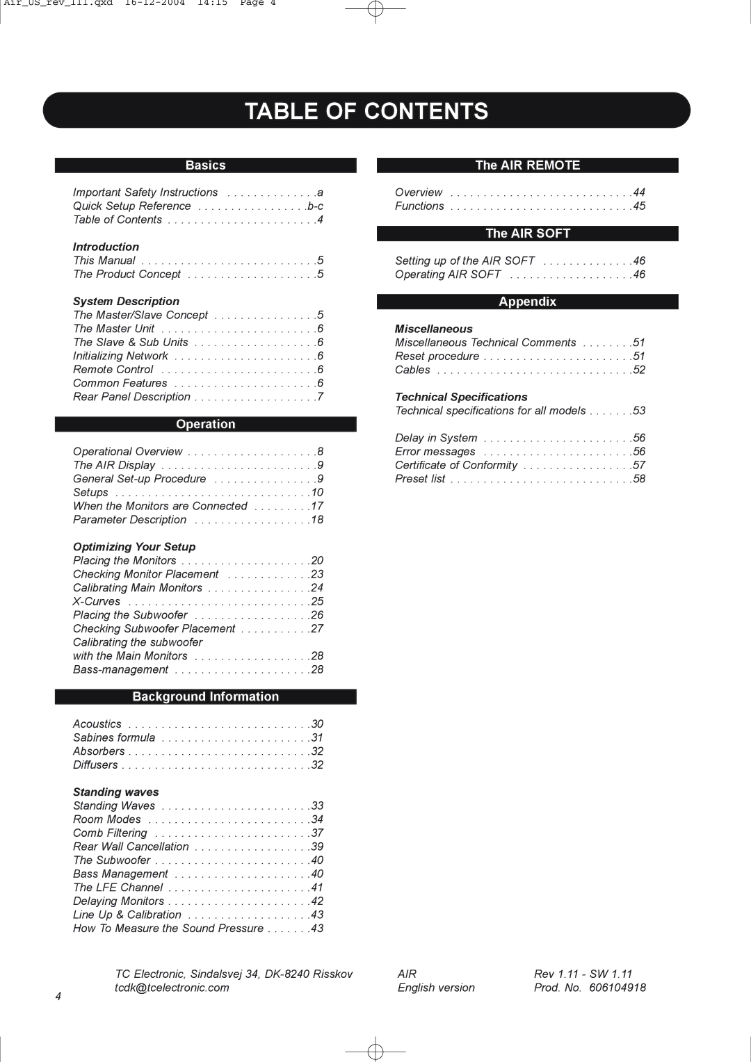 Dynaudio pmn manual Table of Contents 