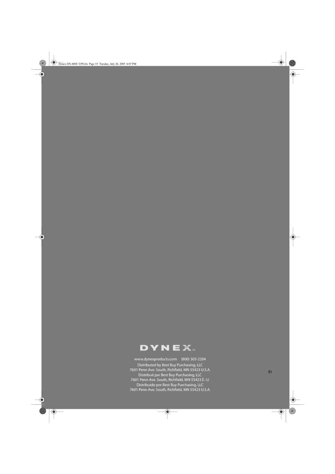 Dynex manual Dynex-DX-800U UPS.fm Page 15 Tuesday, July 26, 2005 607 PM 