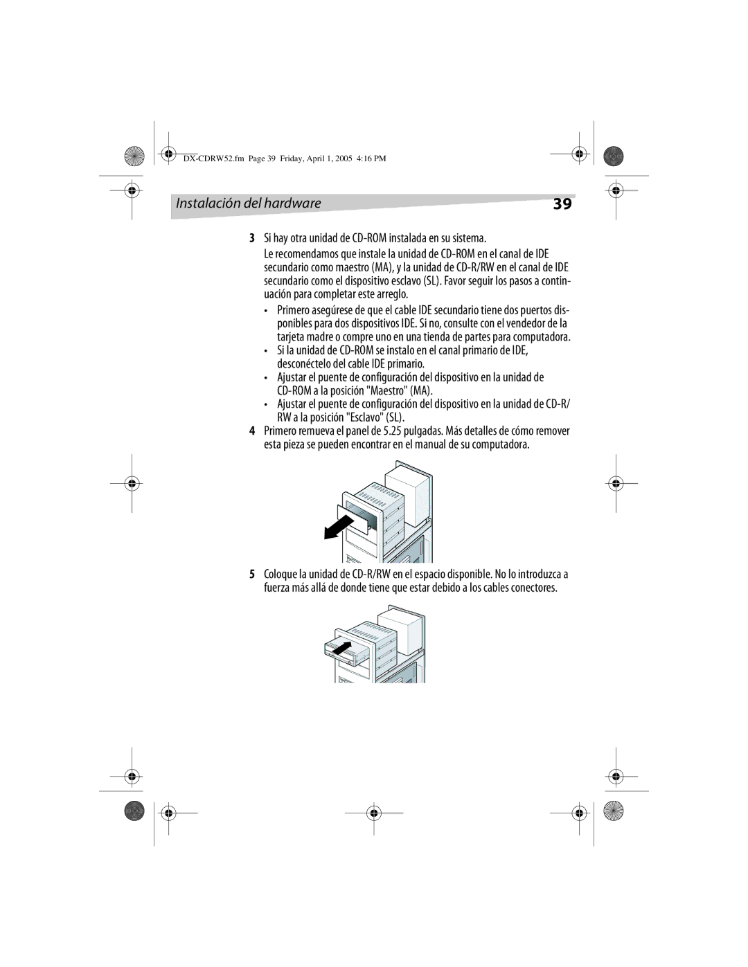 Dynex DX-CDRW52 manual Si hay otra unidad de CD-ROM instalada en su sistema 