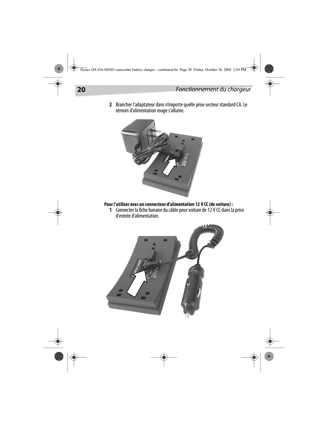 Dynex DX-DA100501, DX-DA100502 manual Fonctionnement du chargeur 