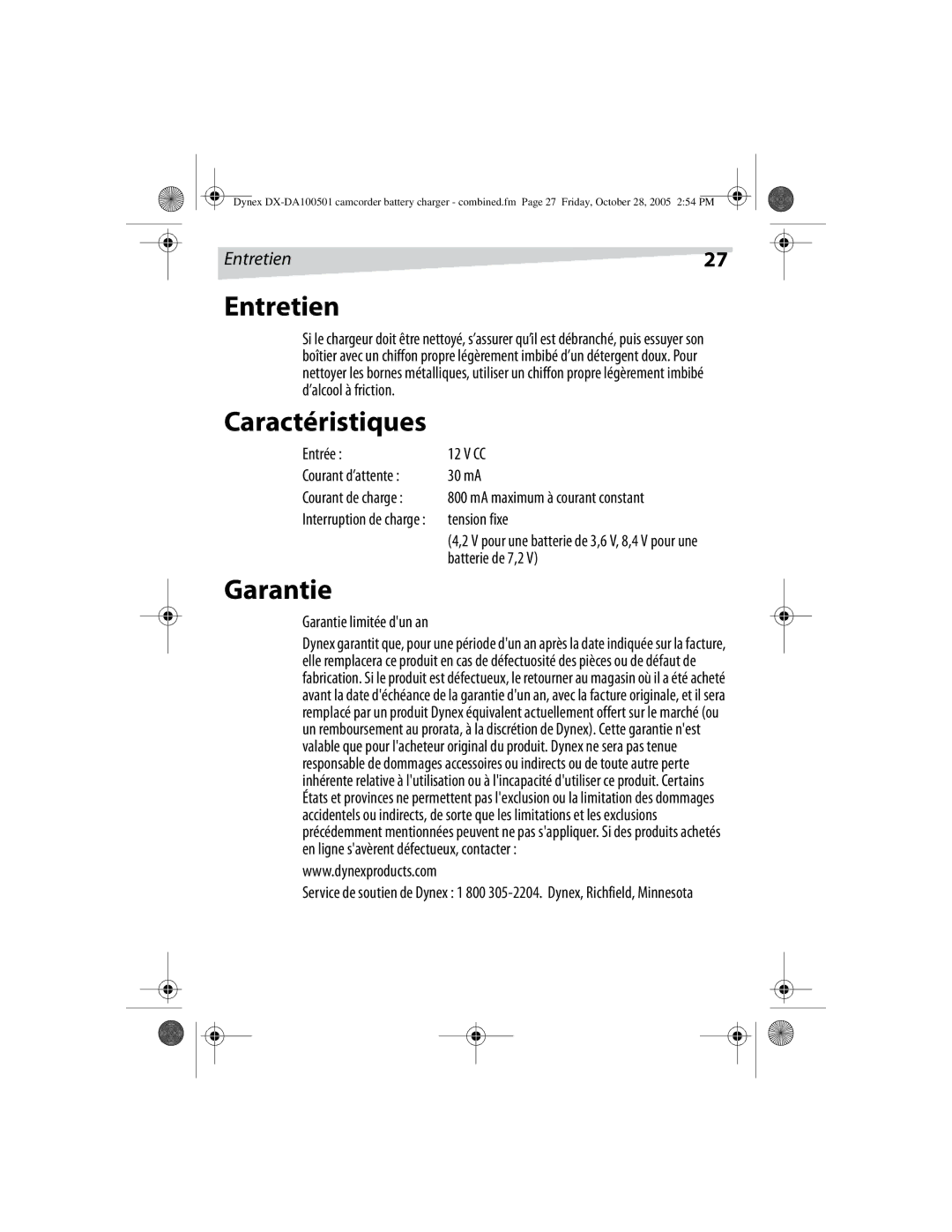 Dynex DX-DA100502, DX-DA100501 manual Entretien, Garantie 