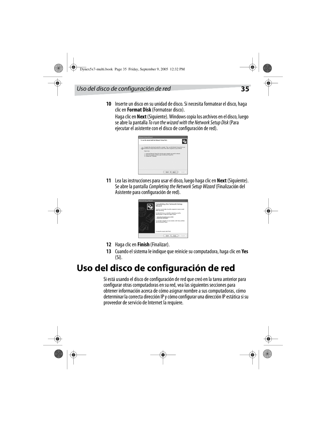 Dynex DX-E101 manual Uso del disco de configuración de red 