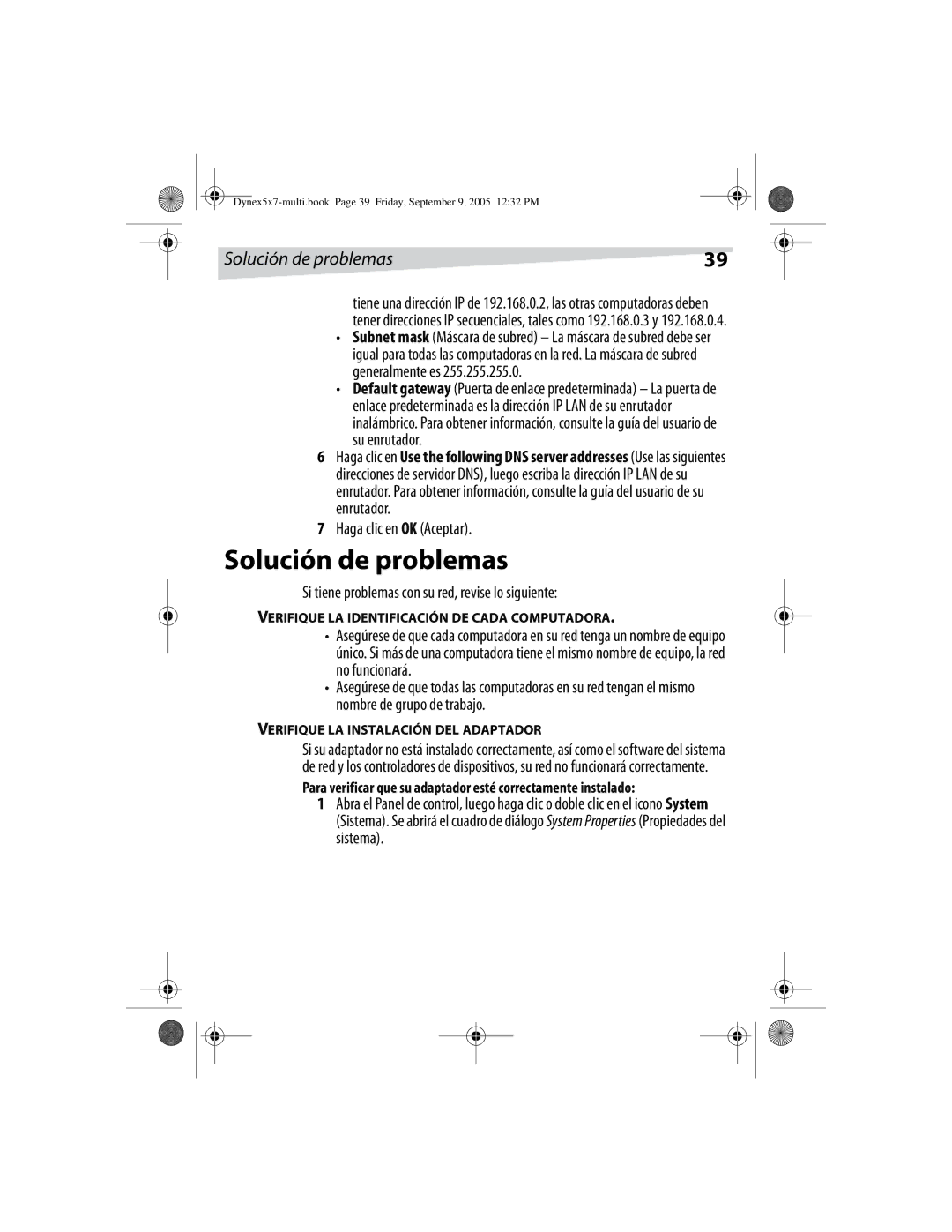 Dynex DX-E101 manual Solución de problemas, Si tiene problemas con su red, revise lo siguiente 