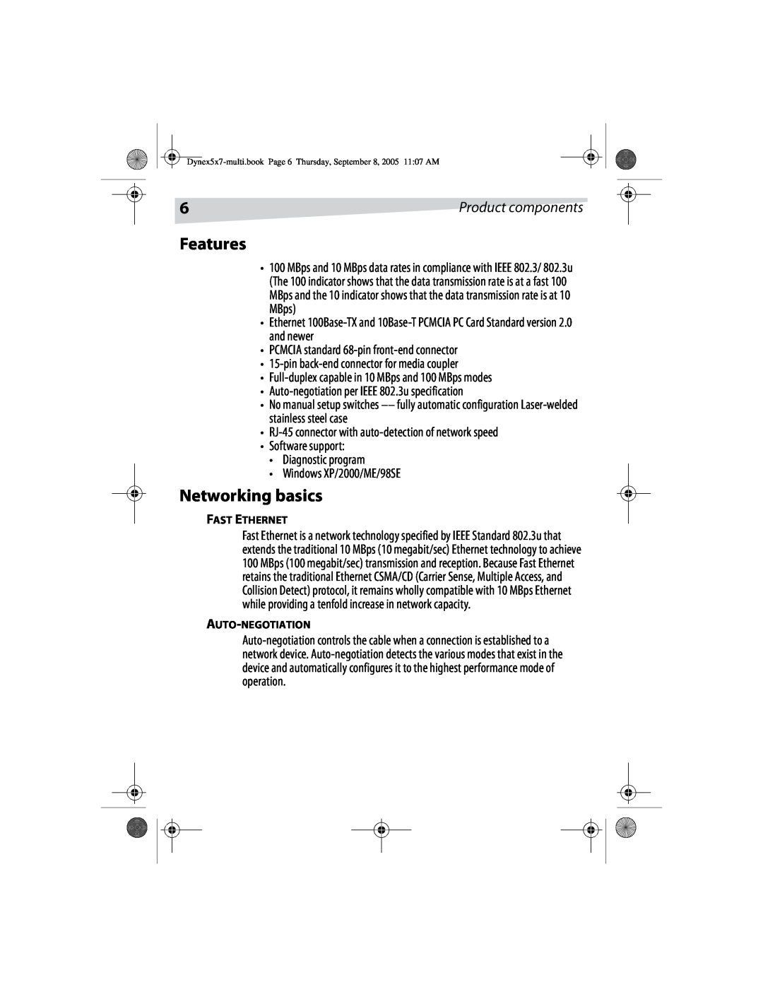 Dynex DX-E201 manual Features, Networking basics 