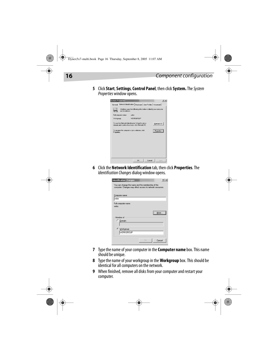 Dynex DX-E201 manual Component configuration 