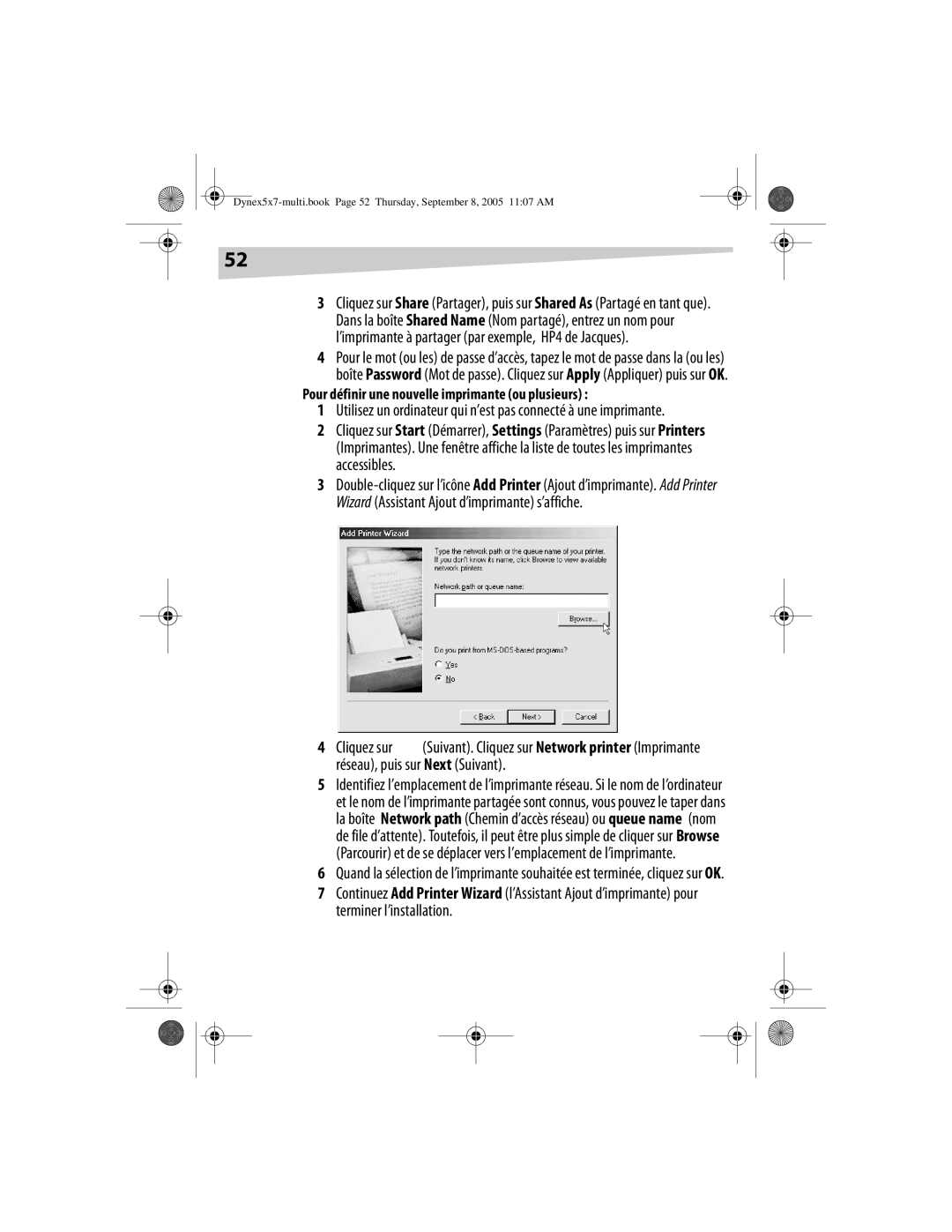 Dynex DX-E201 manual Pour définir une nouvelle imprimante ou plusieurs 