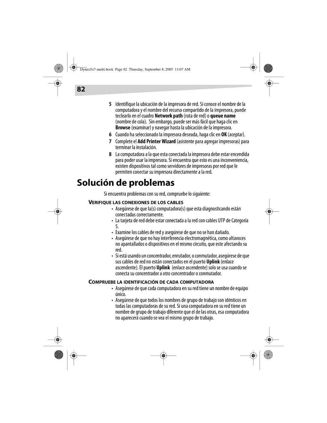 Dynex DX-E201 manual Solución de problemas, Si encuentra problemas con su red, compruebe lo siguiente 