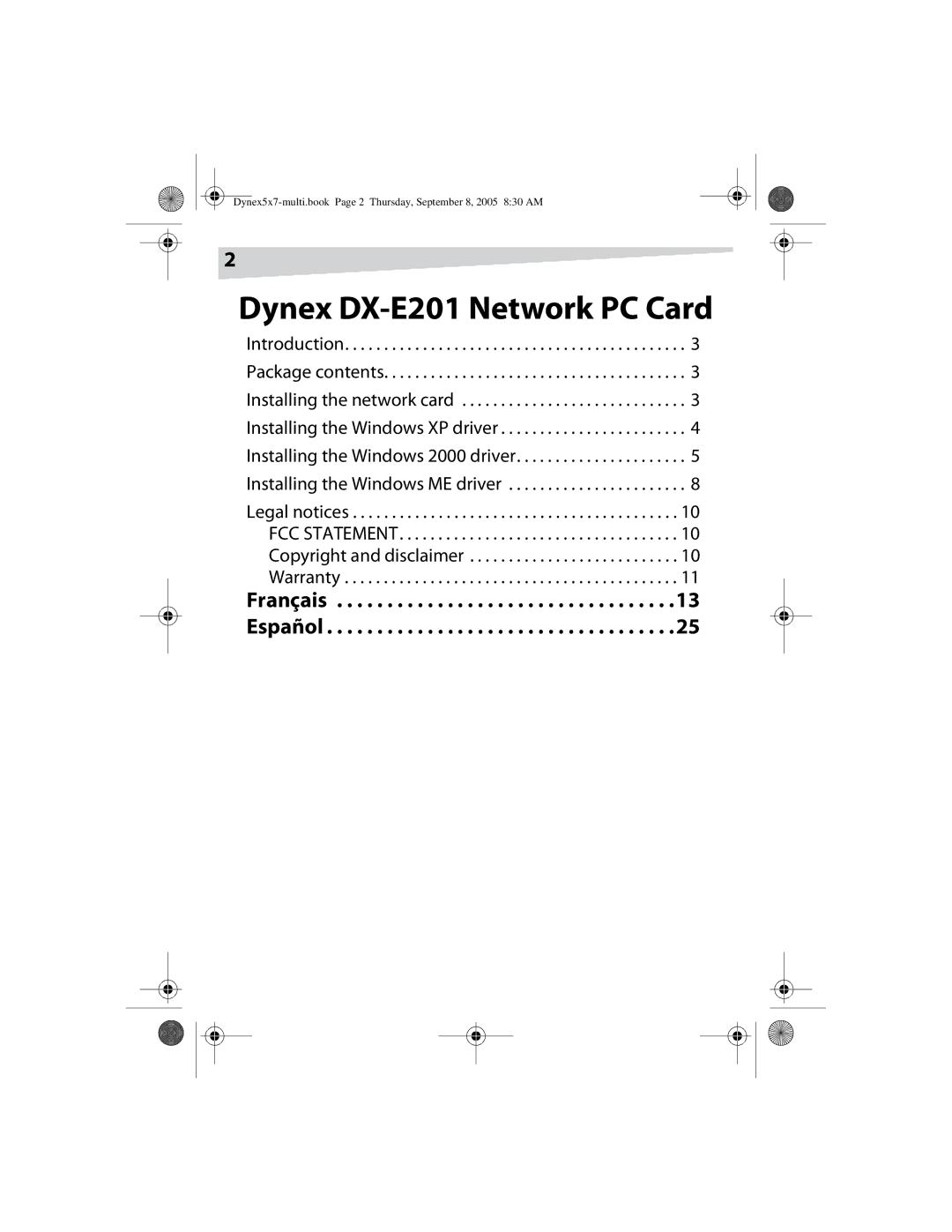 Dynex manual Dynex DX-E201 Network PC Card 