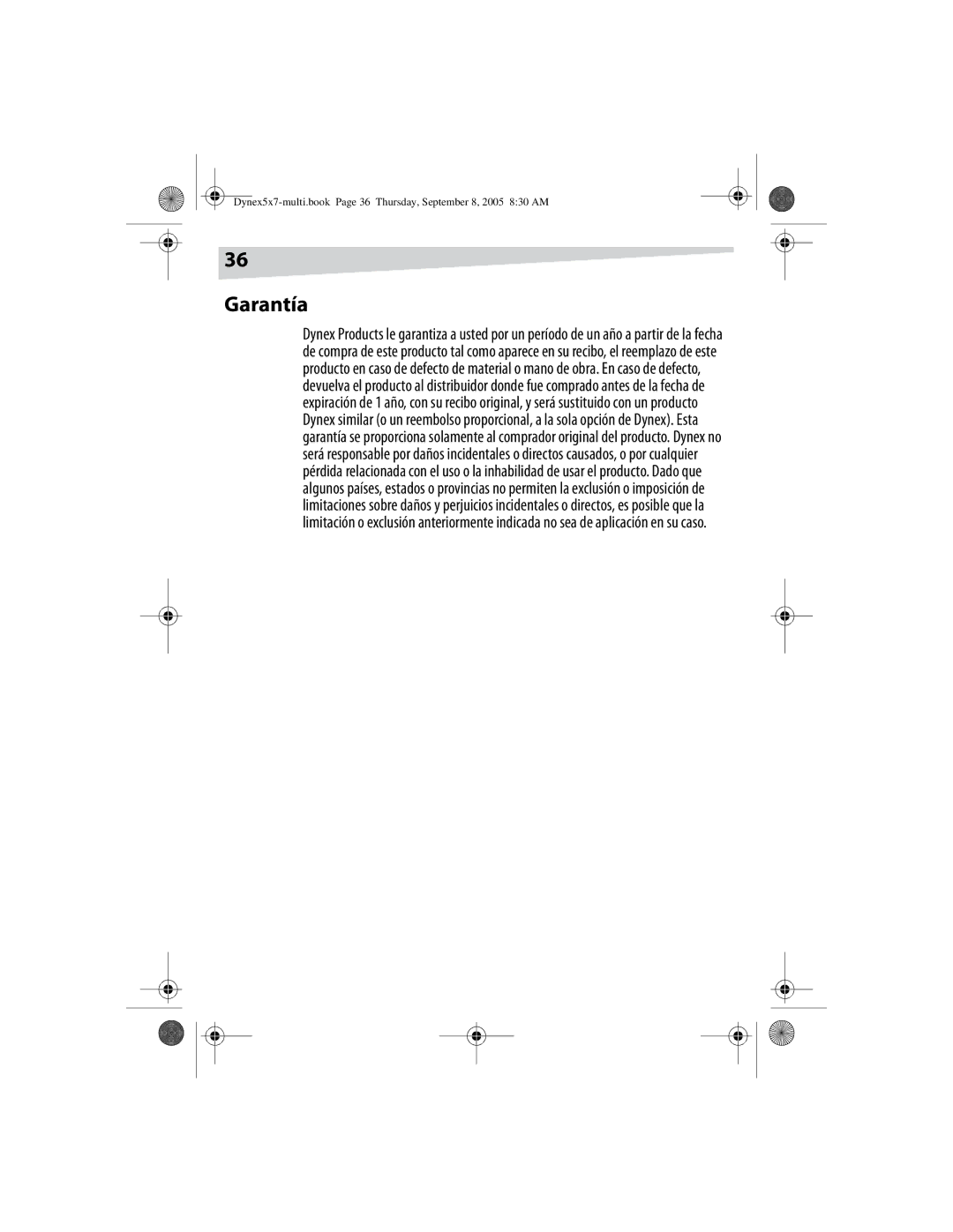 Dynex DX-E201 manual Garantía 