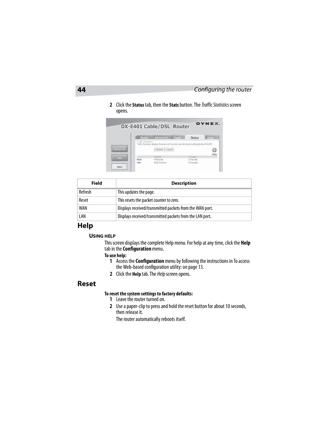 Dynex DX-E401 manual Reset, Click the Help tab. The Help screen opens, To use help 