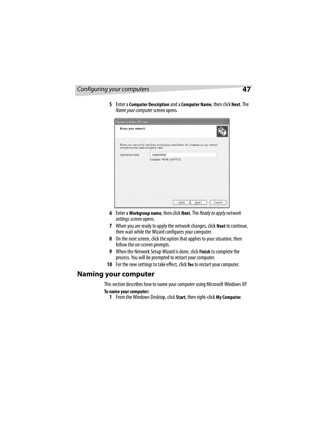 Dynex DX-E401 manual Naming your computer, To name your computer 