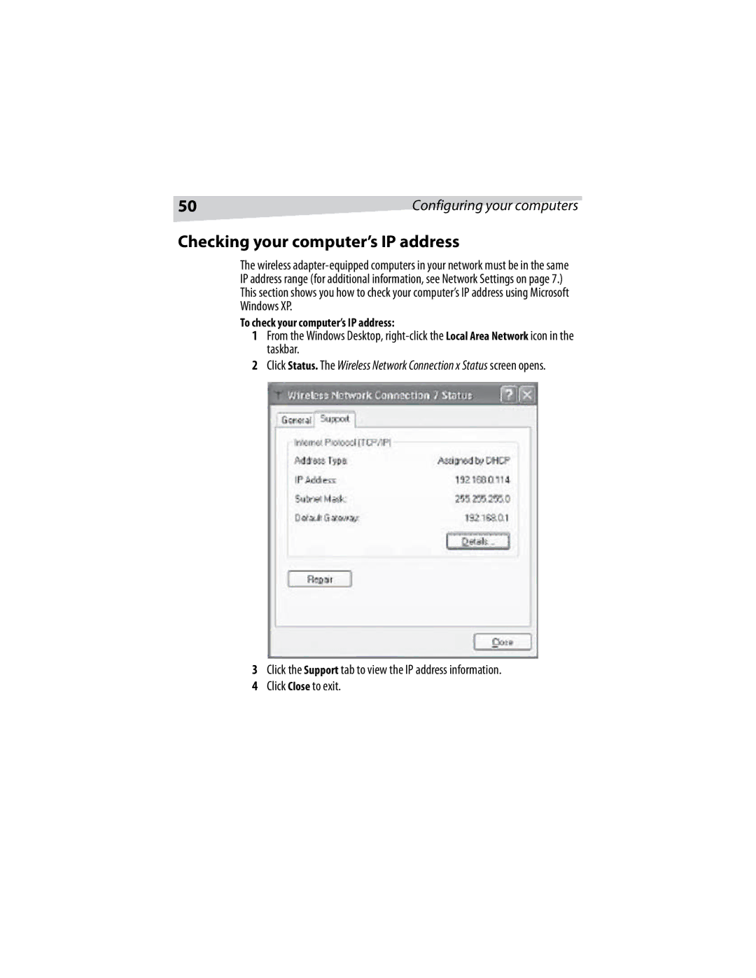 Dynex DX-E401 manual Checking your computer’s IP address, To check your computer’s IP address 