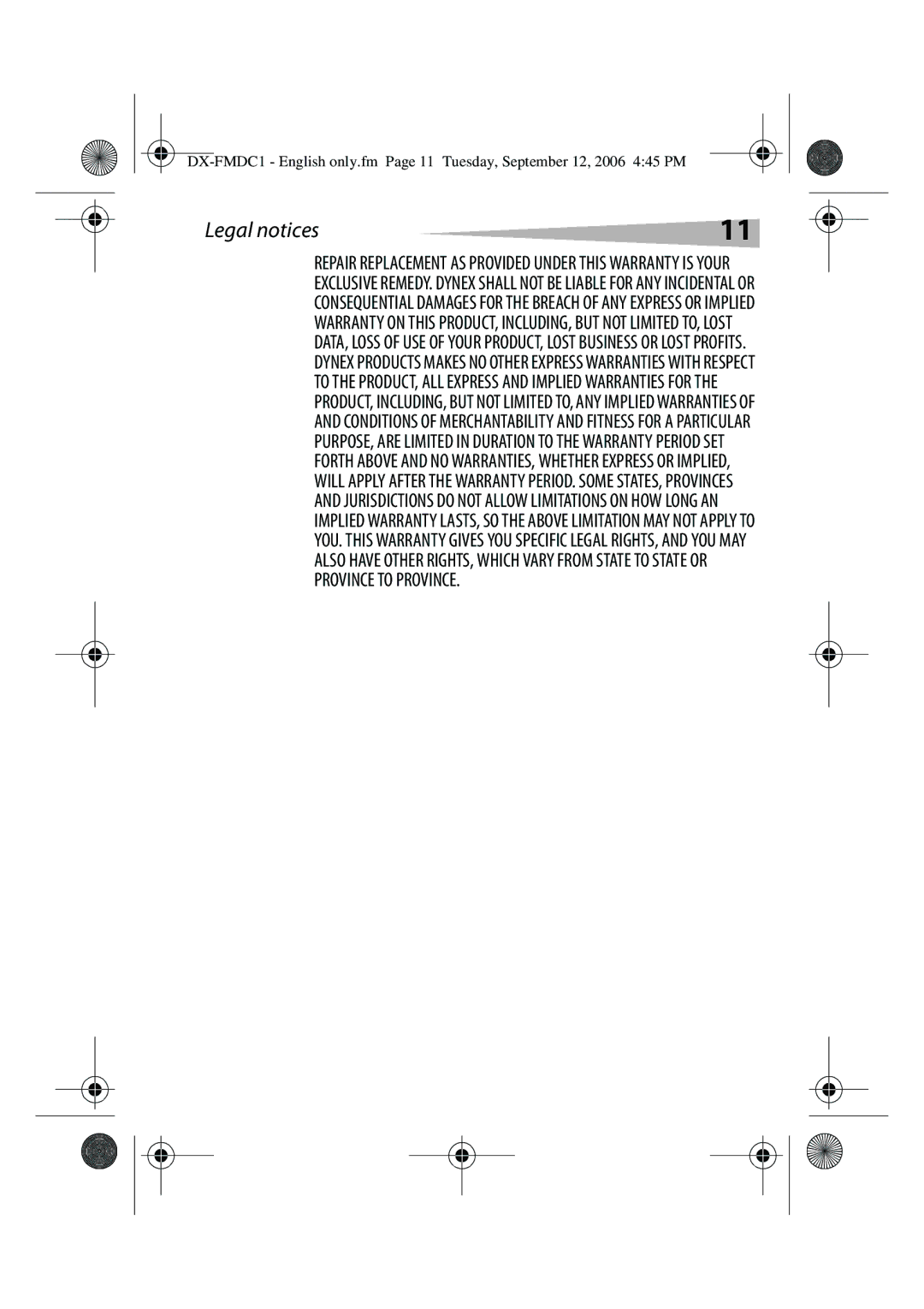 Dynex DX-FMDC1 manual Province to Province 