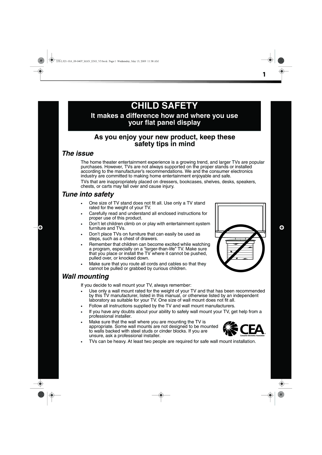 Dynex DX-L321-10A manual Child Safety 