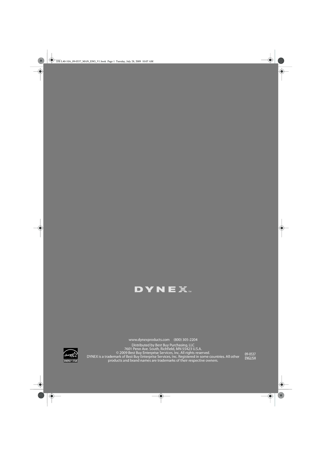 Dynex DX-L40-10A manual English 