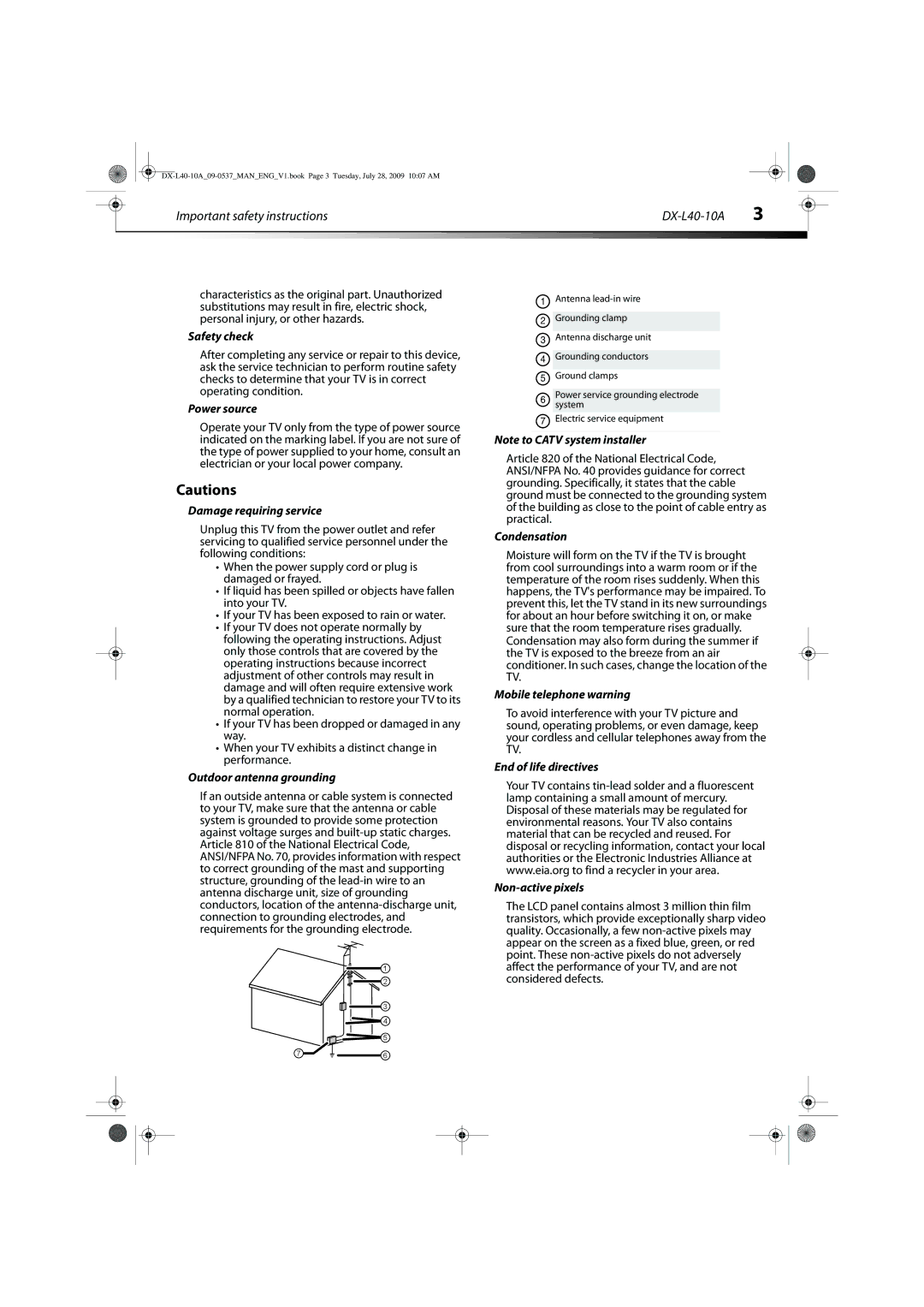 Dynex manual Important safety instructions DX-L40-10A 