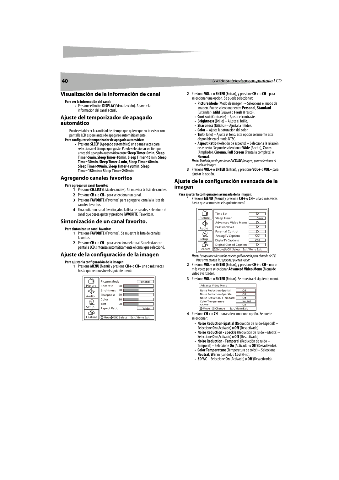 Dynex DX-LCDTV19 manual Visualización de la información de canal, Ajuste del temporizador de apagado automático 