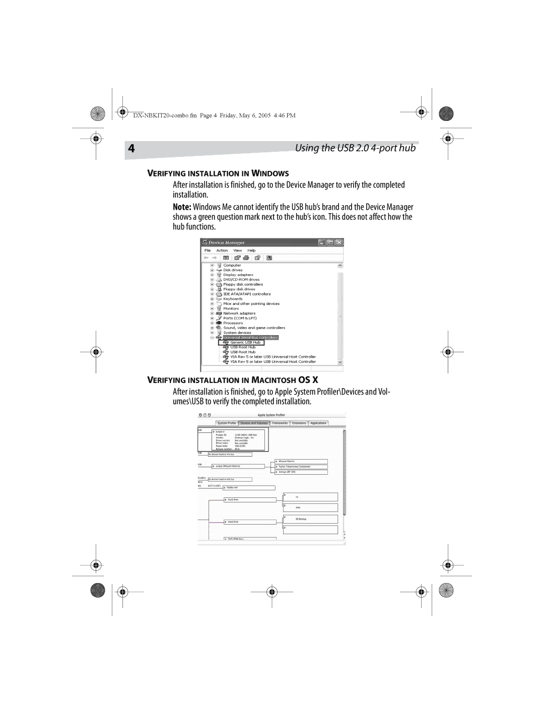 Dynex DX-NBKIT20 manual Verifying Installation in Windows, Verifying Installation in Macintosh OS 