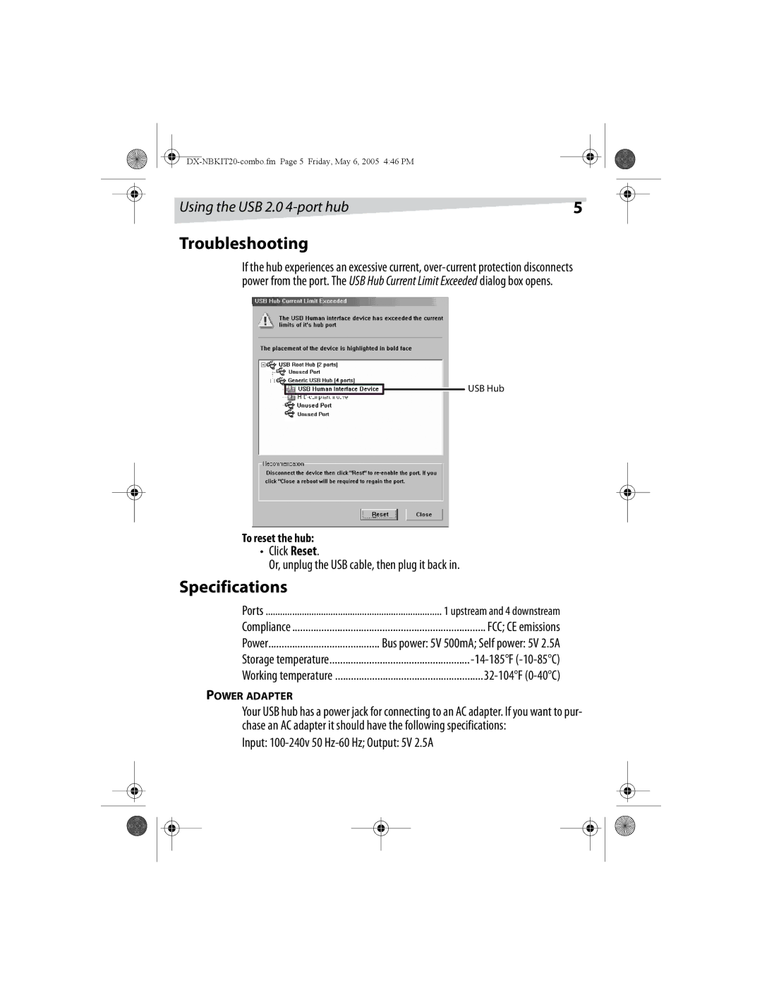 Dynex DX-NBKIT20 manual Troubleshooting, Specifications 