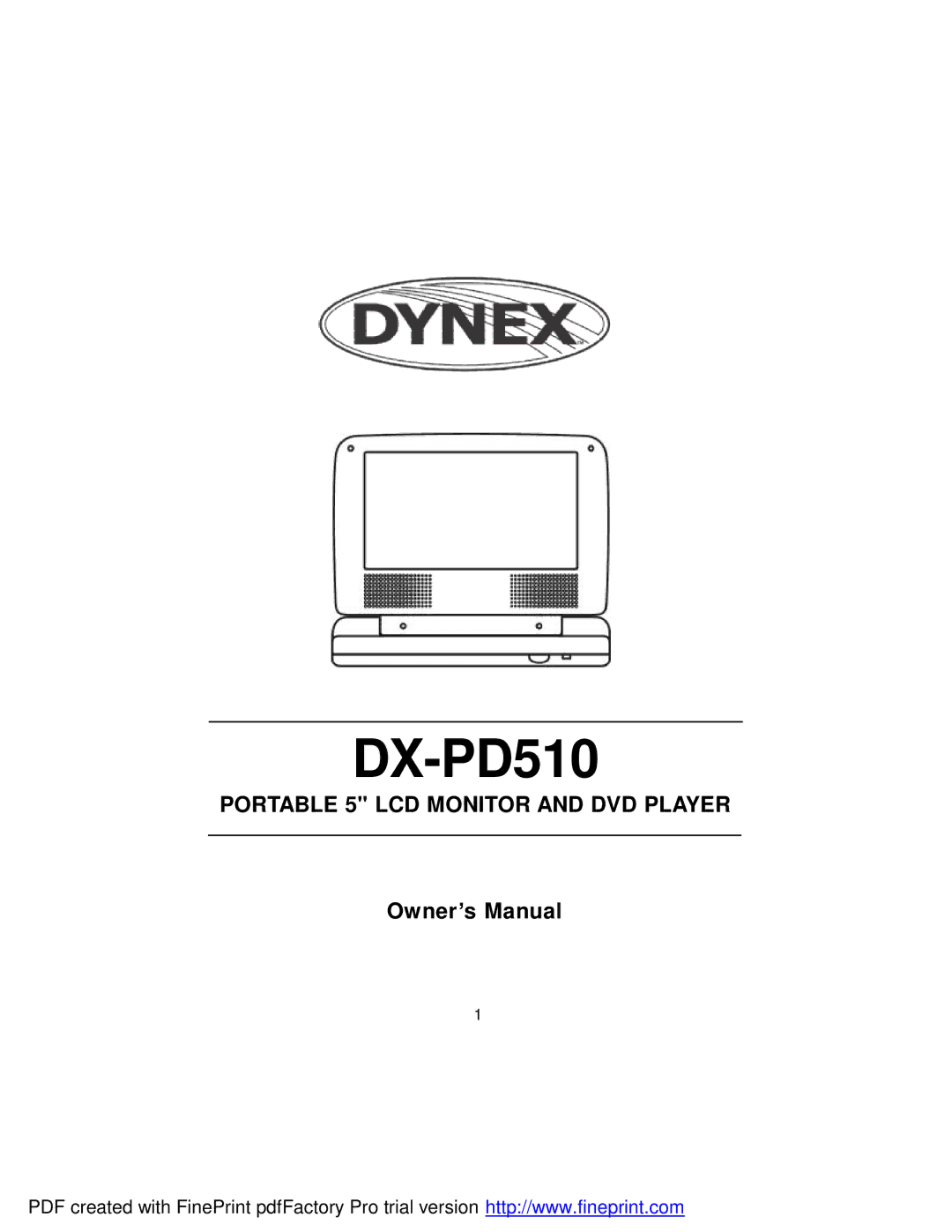 Dynex DX-PD510 owner manual 