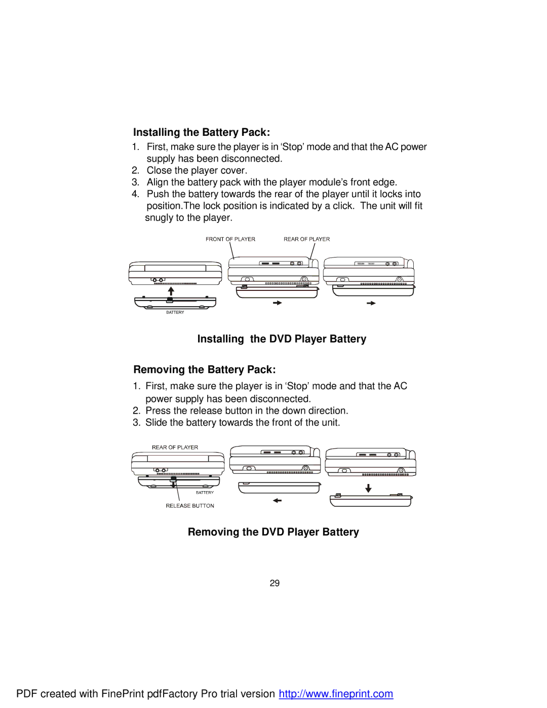 Dynex DX-PD510 owner manual Removing the DVD Player Battery 