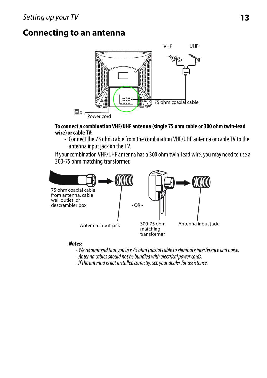 Dynex DX-RCRT20-09 manual Connecting to an antenna 