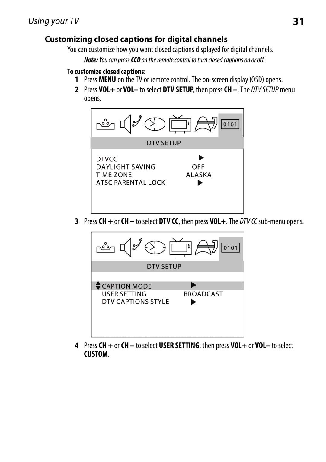 Dynex DX-RCRT20-09 manual Customizing closed captions for digital channels, To customize closed captions 