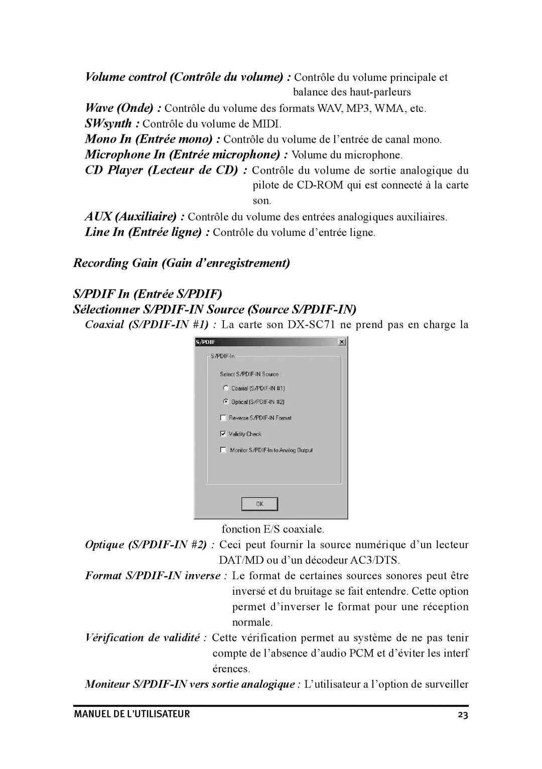 Dynex DX-SC71 user manual Microphone In Entrée microphone Volume du microphone 