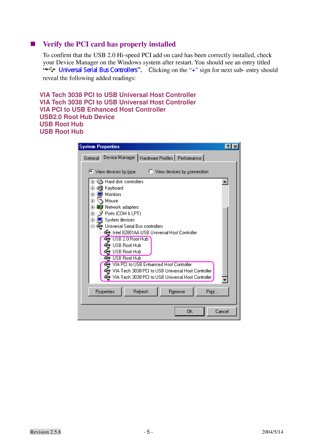 Dynex DX-UC104 manual Verify the PCI card has properly installed 