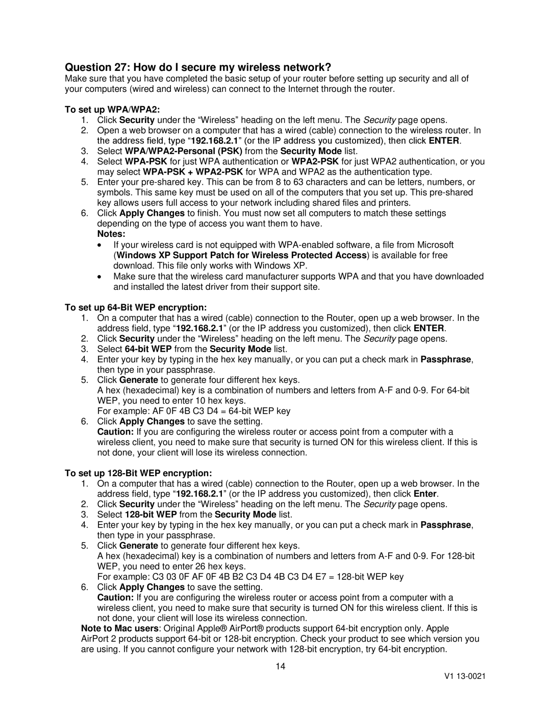 Dynex DX-WGRTR, DX-WEGRTR warranty Question 27 How do I secure my wireless network? 