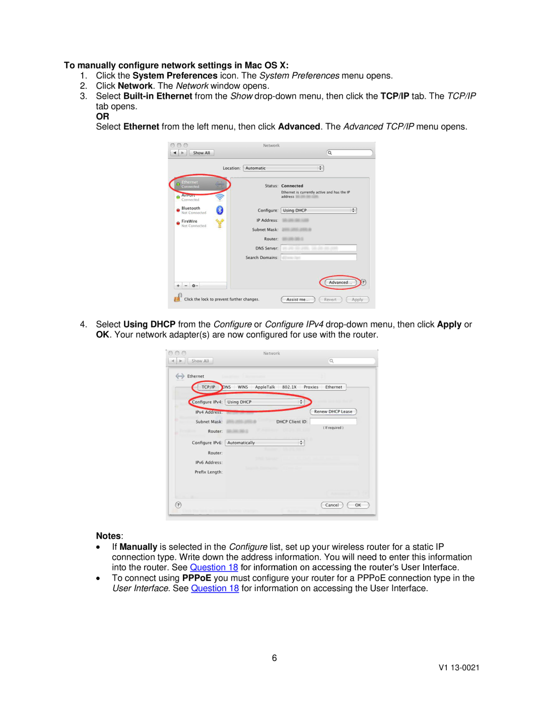 Dynex DX-WGRTR, DX-WEGRTR warranty To manually configure network settings in Mac OS 