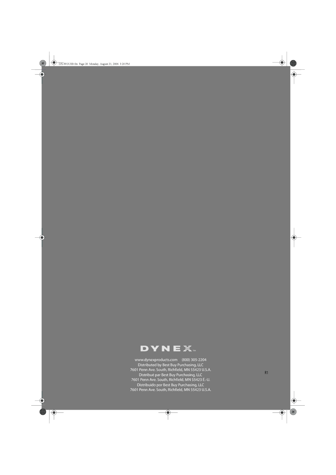 Dynex DX-WGUSB manual Penn Ave. South, Richfield, MN 55423 U.S.A 