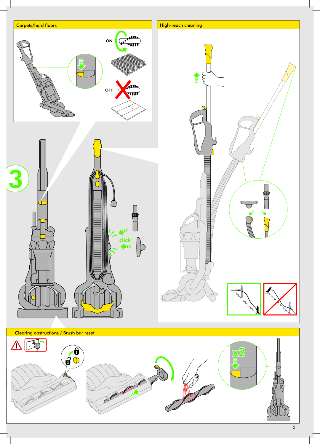 Dyson 1741801 manual Carpets/hard floors 