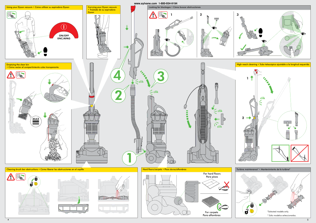 Dyson 1962501 warranty For hard floors, Para alfombras 