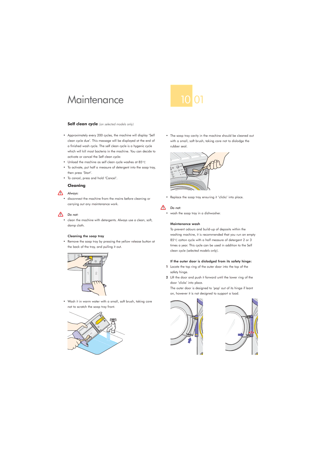 Dyson CRO2 manual Maintenance, Self clean cycle on selected models only 