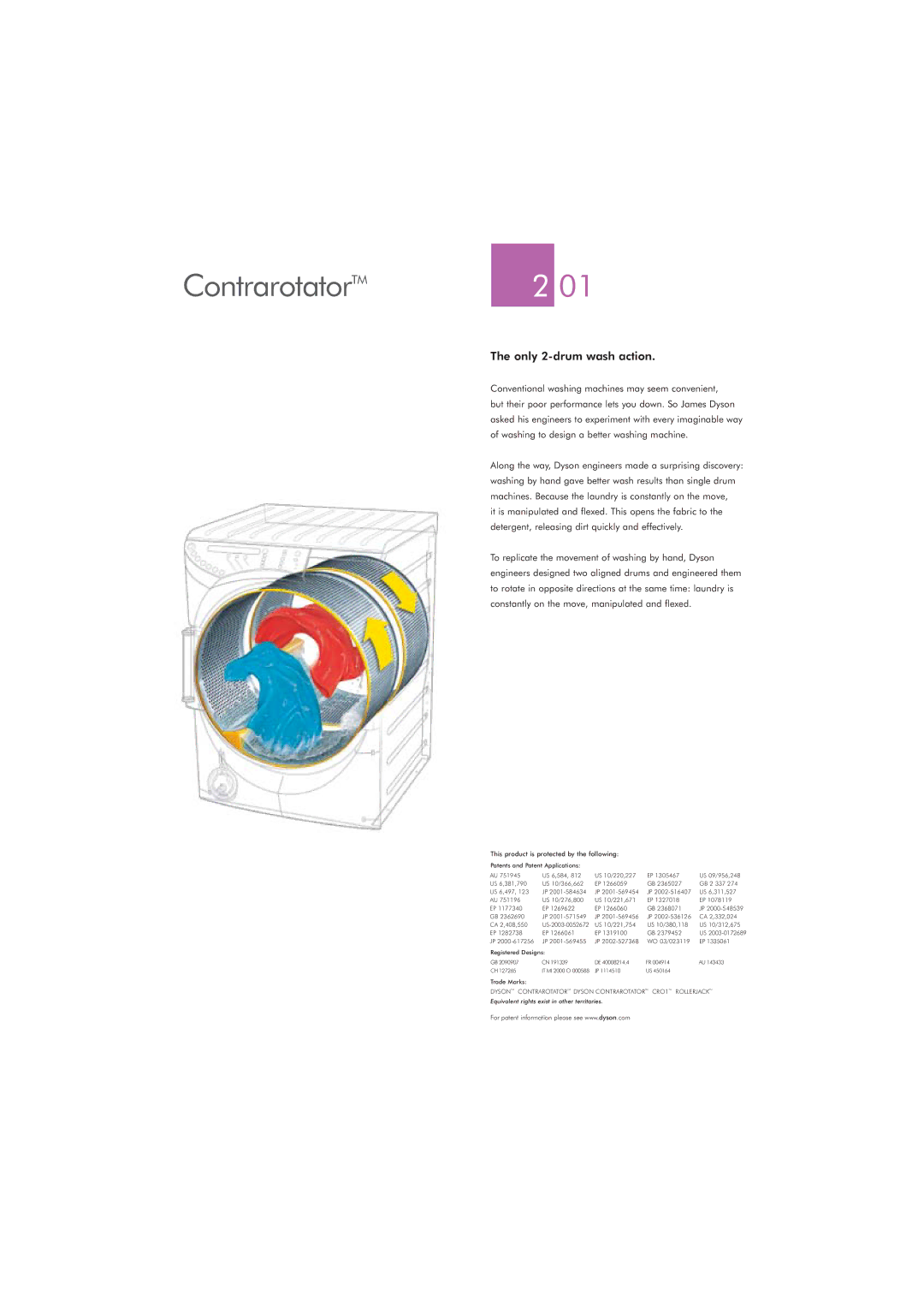 Dyson CRO2 manual ContrarotatorTM, Only 2-drum wash action 