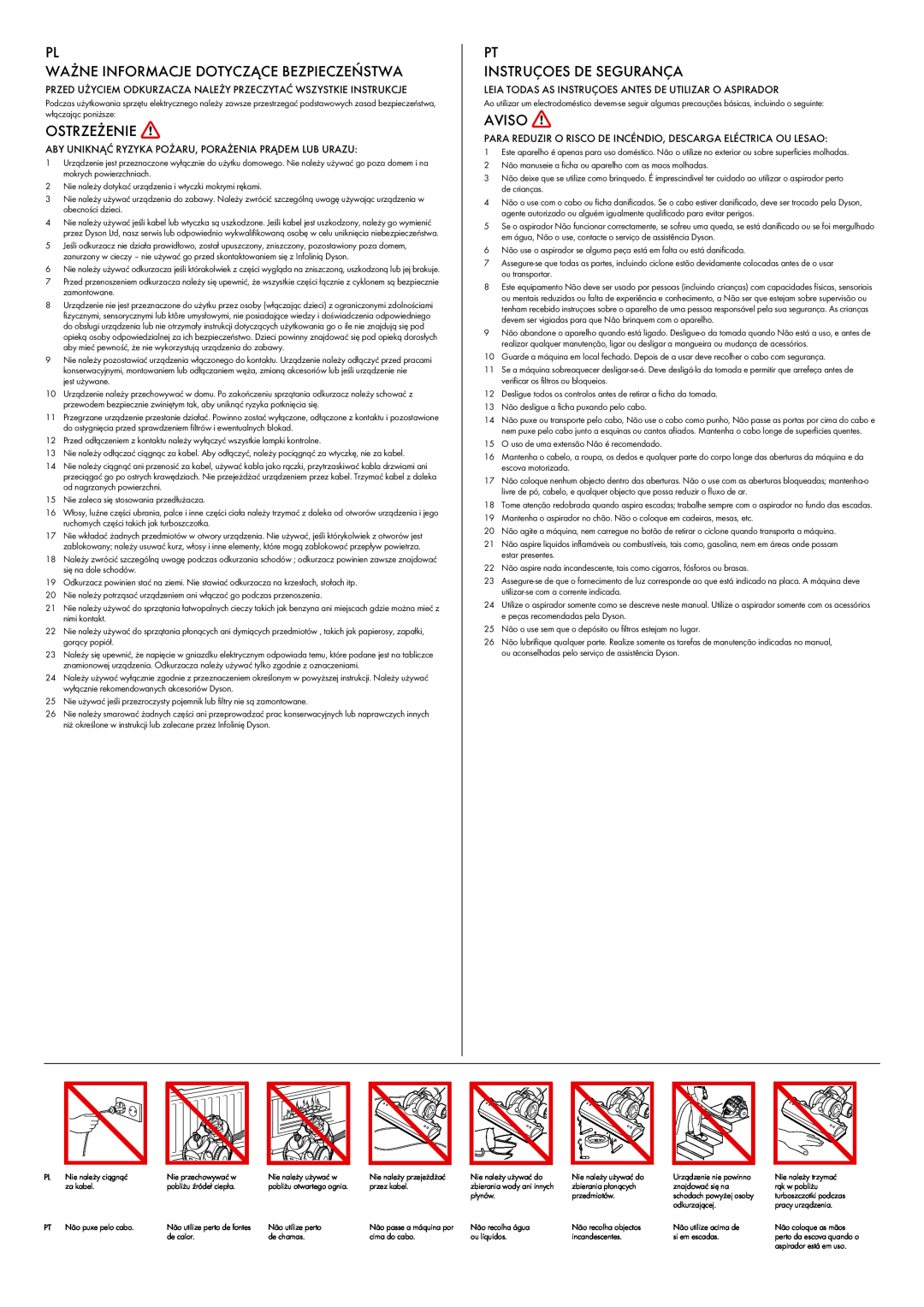 Dyson DC 23 manual Przed Użyciem Odkurzacza Należy Przeczytać Wszystkie Instrukcje 