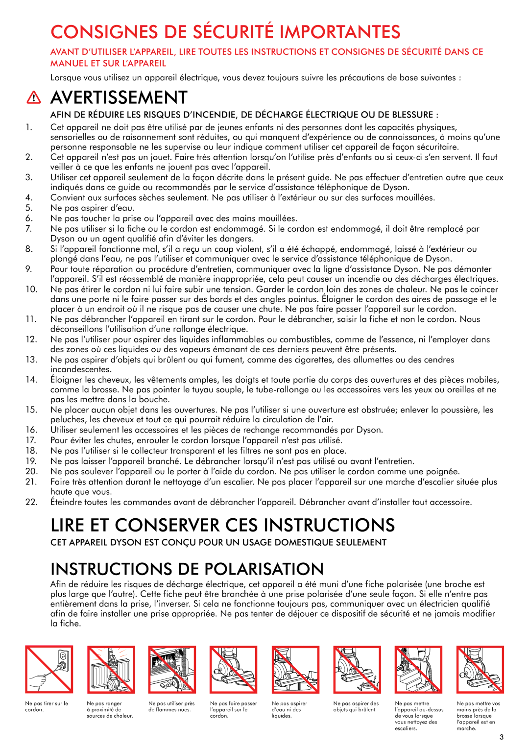 Dyson DC 42 warranty Consignes DE Sécurité Importantes 