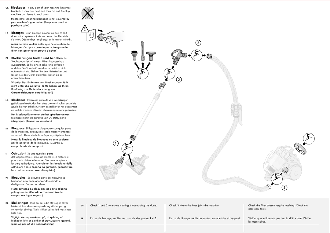 Dyson DC08 manual DE Blockierungen finden und beheben Ihr, Les accessoires 