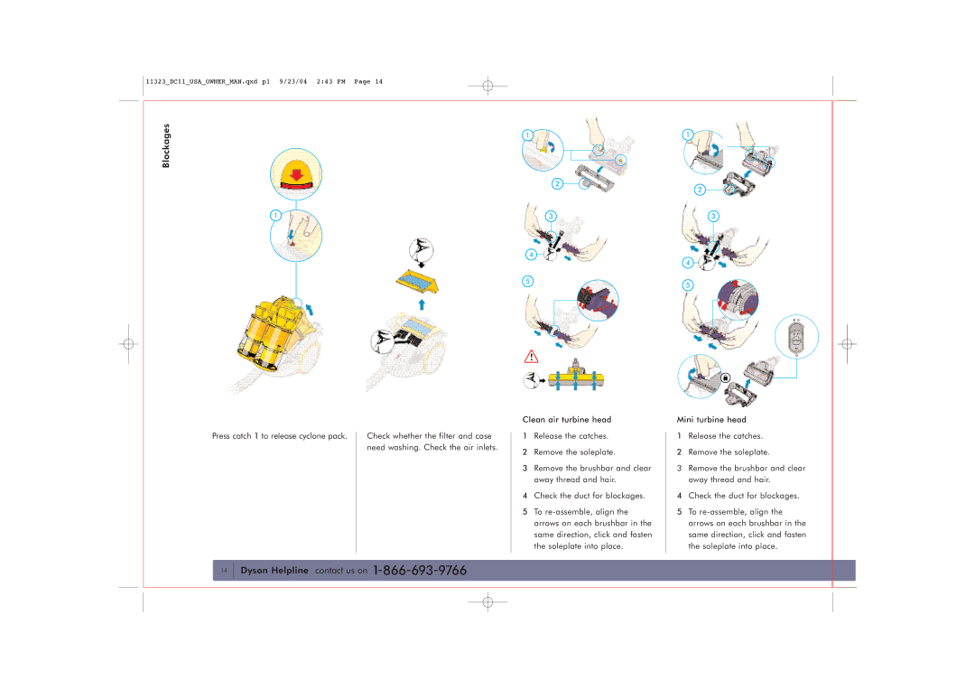 Dyson DC11 owner manual Blockages 