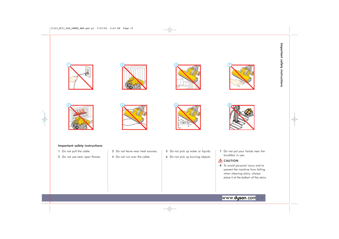 Dyson DC11 owner manual Important safety instructions 