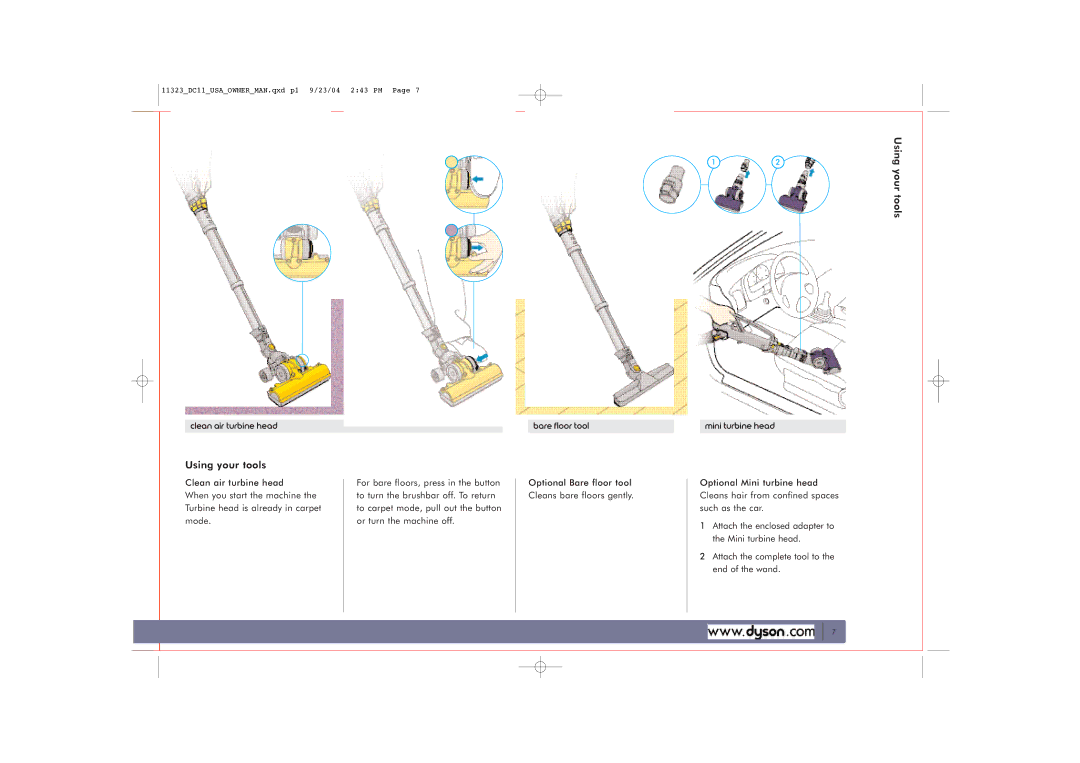 Dyson DC11 owner manual Your tools, Using your tools 