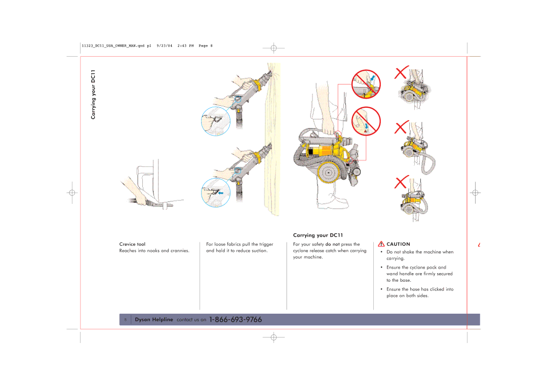 Dyson owner manual Carrying your DC11 