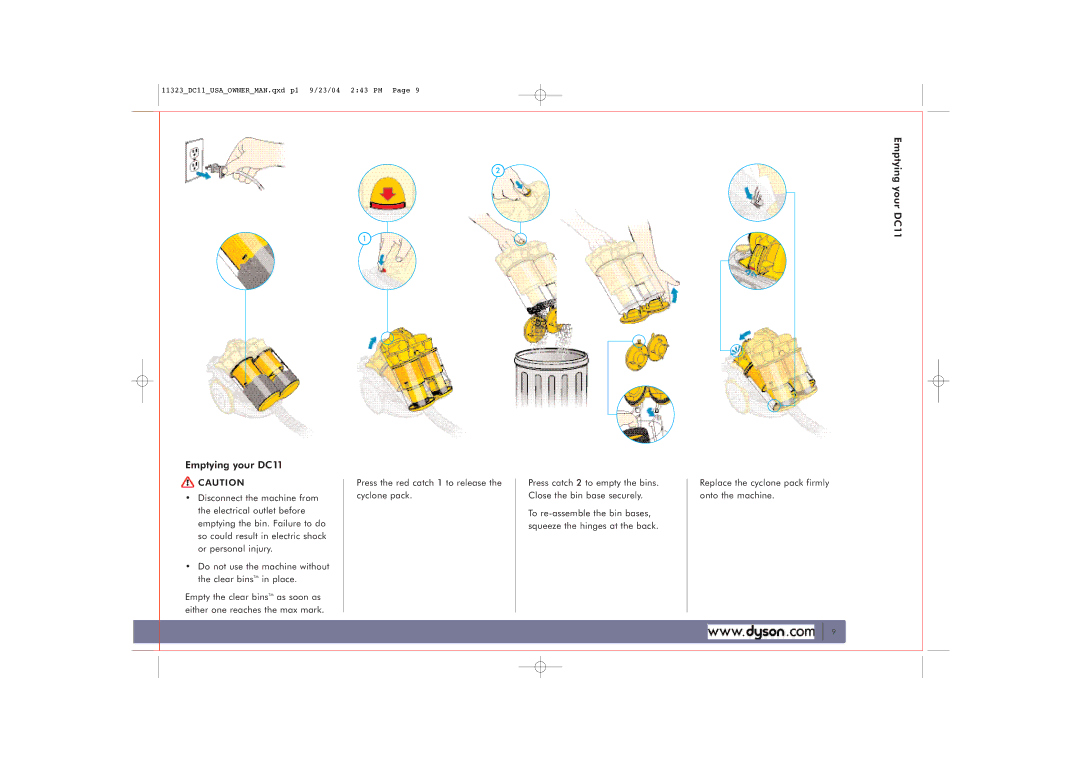 Dyson owner manual Emptying your DC11 