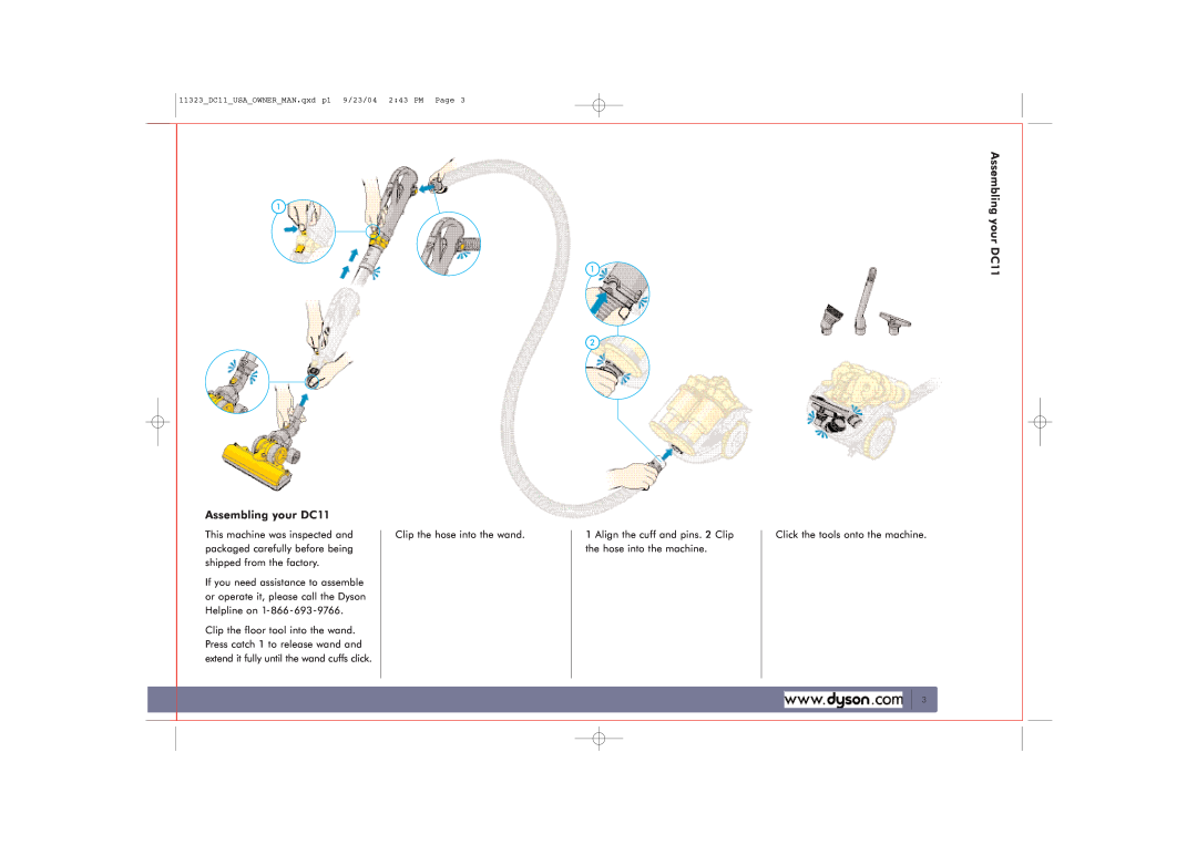 Dyson owner manual Assembling your DC11, Clip the hose into the wand 
