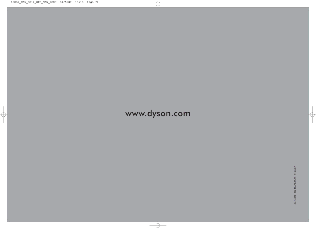 Dyson DC14 owner manual JN PN -01-03 