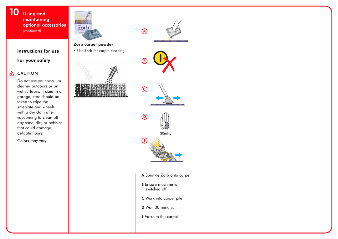 Dyson DC15 owner manual Use Zorb for carpet cleaning 