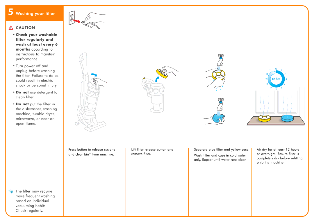 Dyson DC15 owner manual Washing your filter 