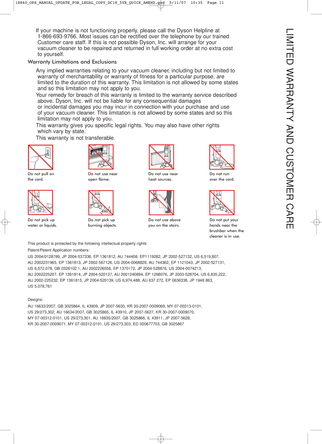 Dyson DC18 manual Cleaner is in use 