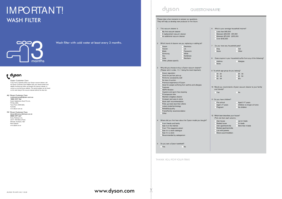 Dyson DC23 manual Months 